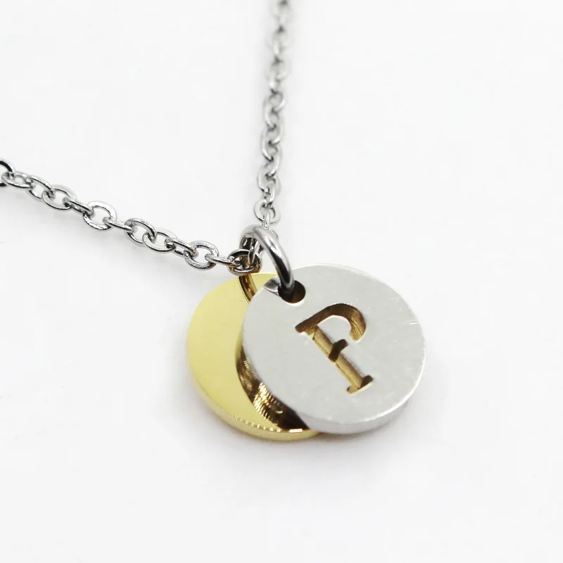 

Stainless Steel Alphabet P 6pcs Initial Necklace Pendant Women Men Jewelry Stainless Steel Round Coin Letter Necklace Jewelry