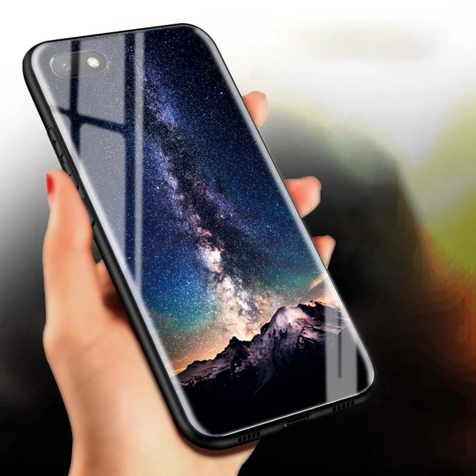 Tempered Glass Back Cover for Xiaomi Redmi A6 Cases Space Patterned Phone Case for Xiaomi Mi A1 RedMi Note 5 Pro 4X 5 Plus Coque (1)