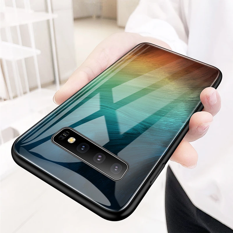 Роскошный цветной градиентный чехол для телефона из закаленного стекла Samsung Galaxy