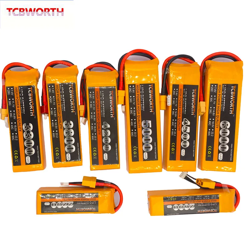 Günstig 14,8 V RC Lipo Batterie 4S 2200mAh 2600mAh 3300mAh 4000mAh 5200mAh6000mAh 25C 35C60C Für RC flugzeug Drone Hubschrauber Quadrocopter 4S