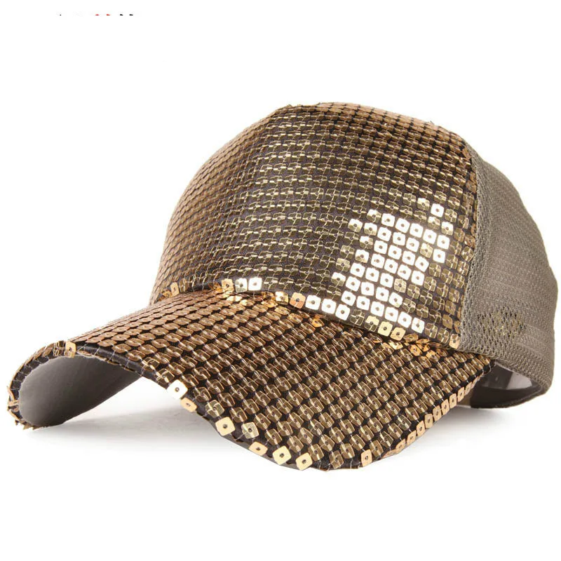 Luxury Brand Women Baseball Cap Men Sequins Mesh Caps Lady Street