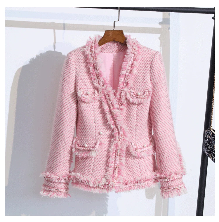 Cou De Ensemble Élégant Vintage V Gland Slim Longues Pièces Arrivée Manches Automne 2018 Perles À Jupe Mode Veste Deux Femmes Nouvelle Mini FYvwav