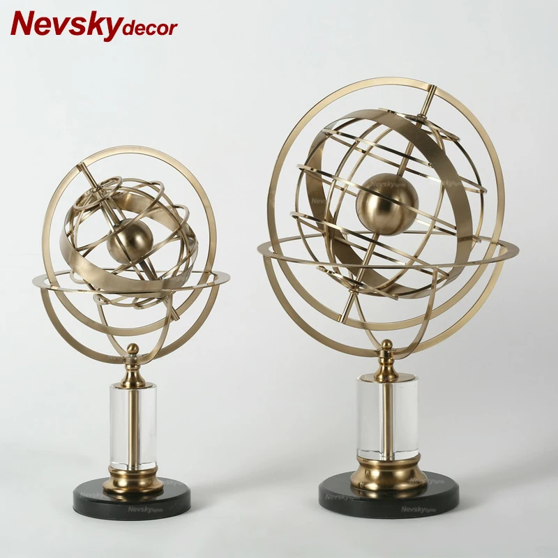 

home decoration accessories crystal base globe metal nordic style kids decoration desk antique home decor miniature figurines