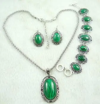 

wholesale Fashion hot mooie malachiet Handgemaakte Gem Sieraden Ketting armband 3 sets A1