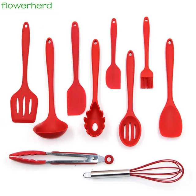 10 Pcs Tahan Panas Silikon Memasak Set Non Stick Peralatan Dapur 10 Pcs Tahan Panas Silikon Memasak Set Non Stick Peralatan Dapur Pastry Baking Alat