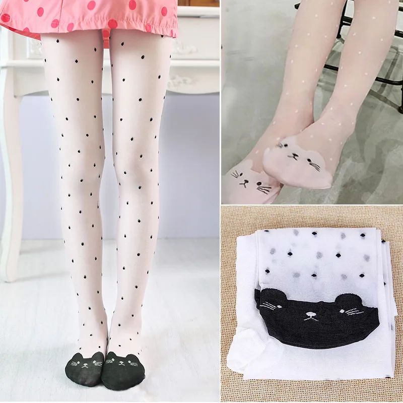 

Cute Cat Girl Tights Children Stockings for Girls Kids Baby Pantyhose Cartoon Thin Tight Summer Mesh Baby Girl Stocking Meisje