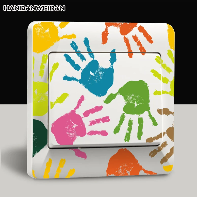

2pcs hand / small foot switch stickers children room decoration stickers PVC removable decorative wall stickers
