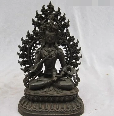 

bi003353 10 INCH Tibet Folk Fane collection Old Bronze Vajrasattva Kwan-Yin Buddha Statue
