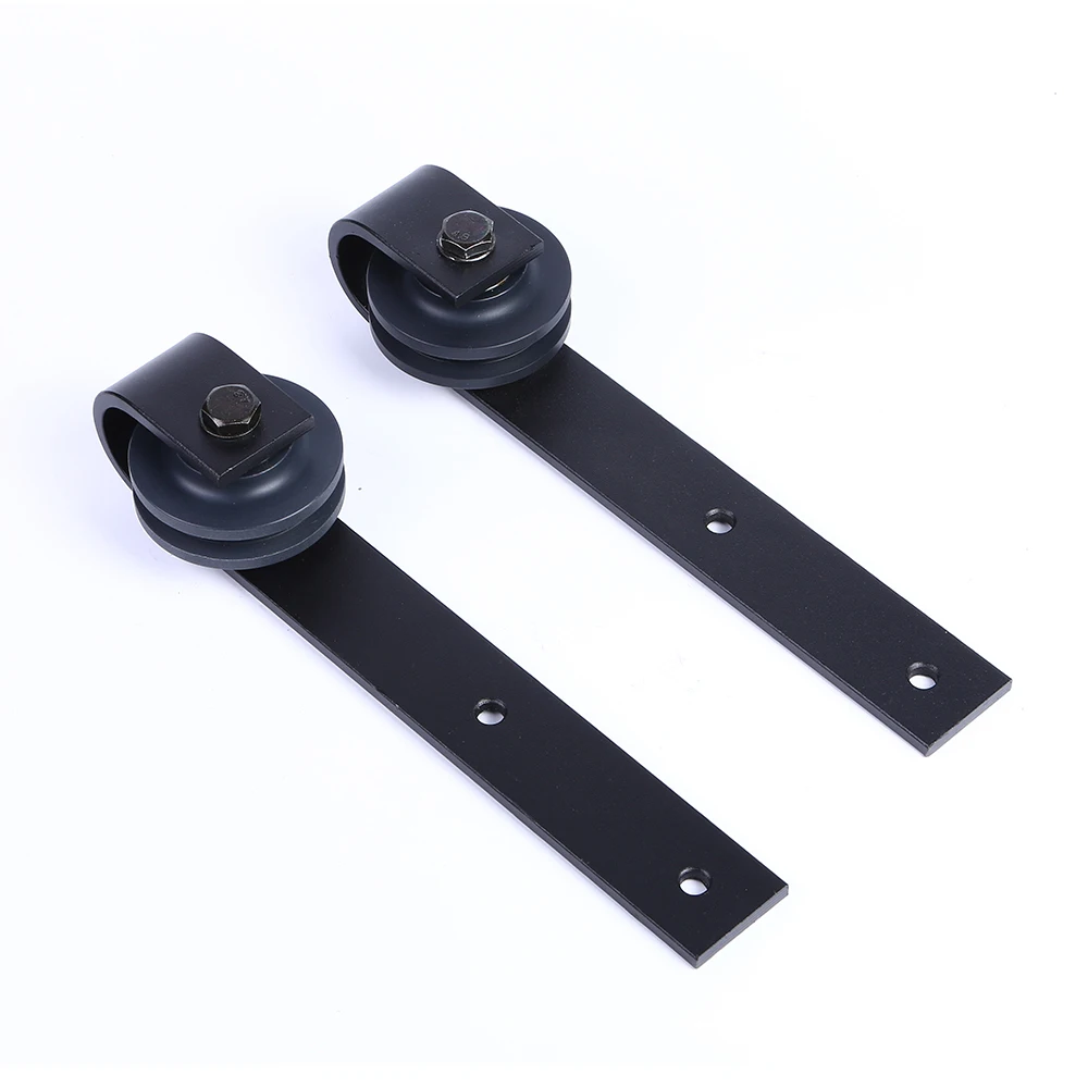 LWZH 16FT/18FT/20FT Sliding Barn Door Steel Hardware Kit Sliding Closet Door Hardware Kit J-Shaped Track Rollers for Double Door