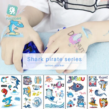

New arrived Kid Party Tattoo Sticker birthday Party Ocean Shark Series Fake Tattoos Cartoon Art Waterproof Temporary Taty