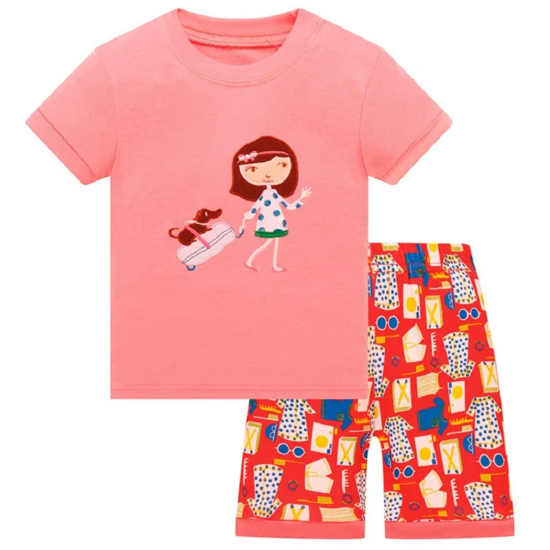 Модные летние комплекты одежды для маленьких девочек детская одежда пижамные костюмы комплекты для сна для малышей хлопчатобумажные рубашки без рукавов+ шорты - Цвет: 2
