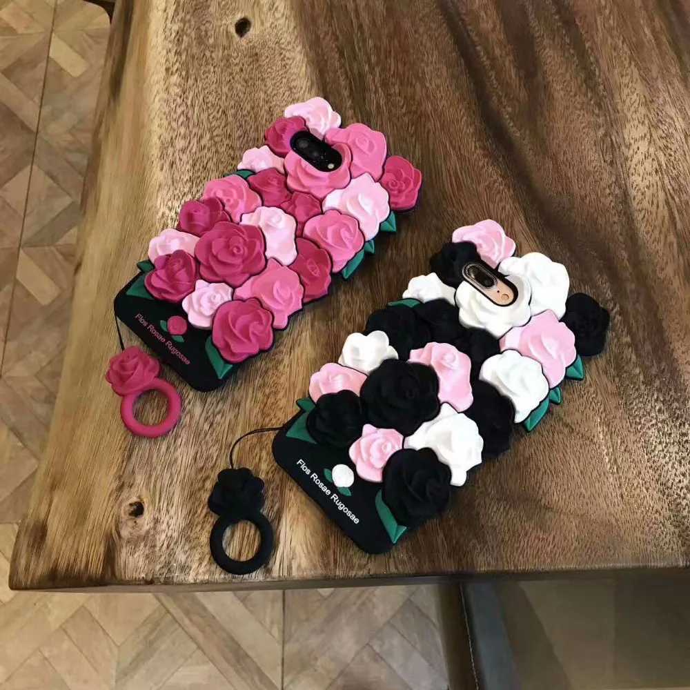 ZMASI Instagram 3D Romantic Rose Silicone Case for iPhone