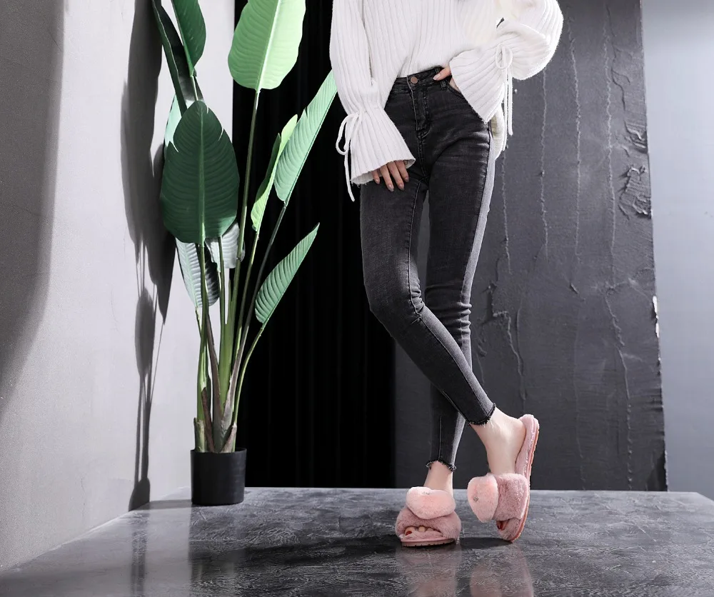 2018 Autumn And Winter New Flowers Fur Slippers Female Home Couple Indoor Slippers Women Slippers Sapato Feminino M8G103 (4)