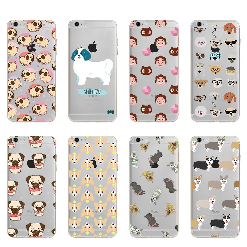 font b 2018 b font new style Lovely Puppy Pug Cartoon Soft TPU Silicone Case