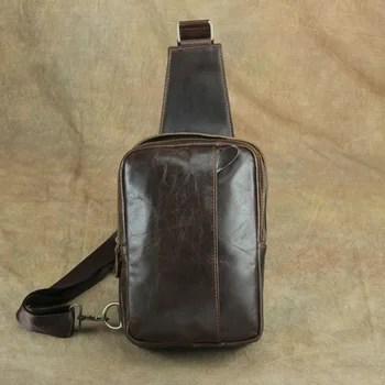 

2019 men 100% genuine leather chest pack casual handmade Cross body bags Vintage male cowhide message bags for men chest bag