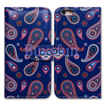 Bcov Марка Красочные Пейсли Синий Кожаный Бумажник Чехол Для iPhone 5 5S SE 100023087|leather