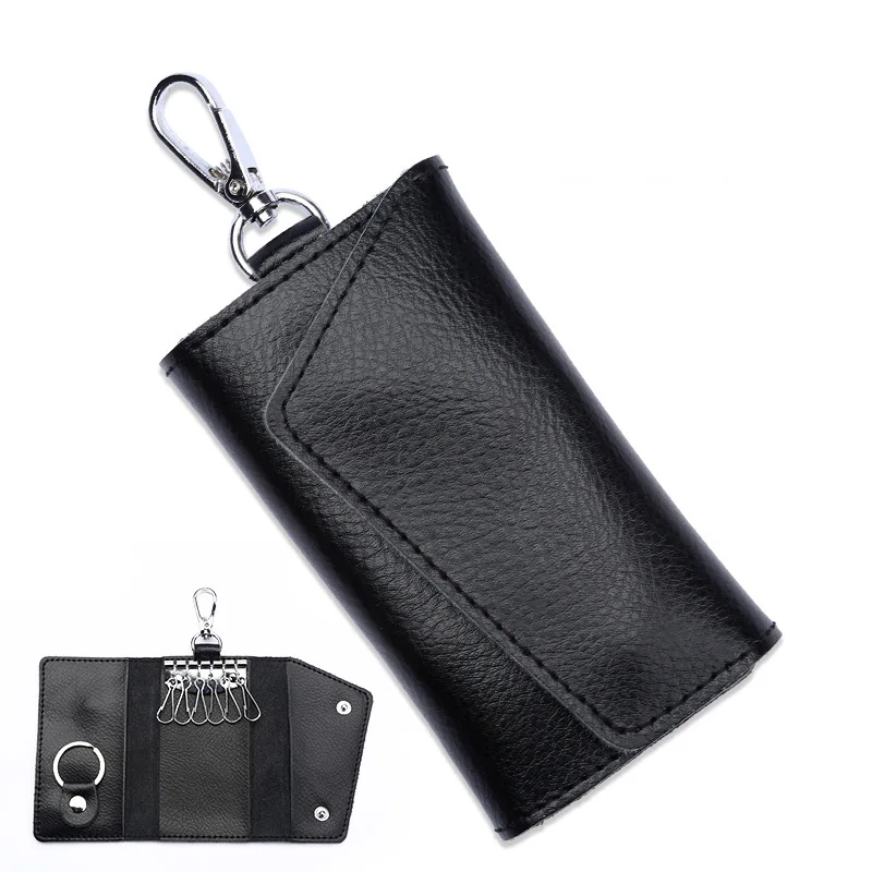 

1pc Car Key Holder Leather Keychain Key Chain Men Women Organizer Pouch Portable Split Key Bag Wallet Housekeeper Key Case