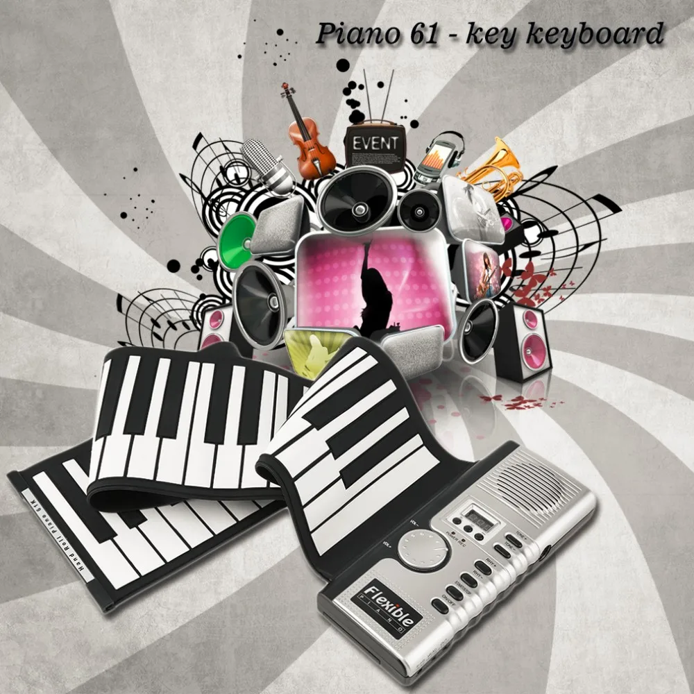 61 Ключи Универсальный гибкий Roll Up электронный пианино мягкая клавиатура пианино