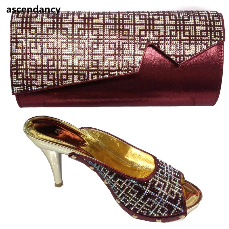 

Wine Color Italian Shoes with Matching Bags Nigerian Women Wedding Shoes and Bag Set Italian Ladies Shoes and Bags To Match Set