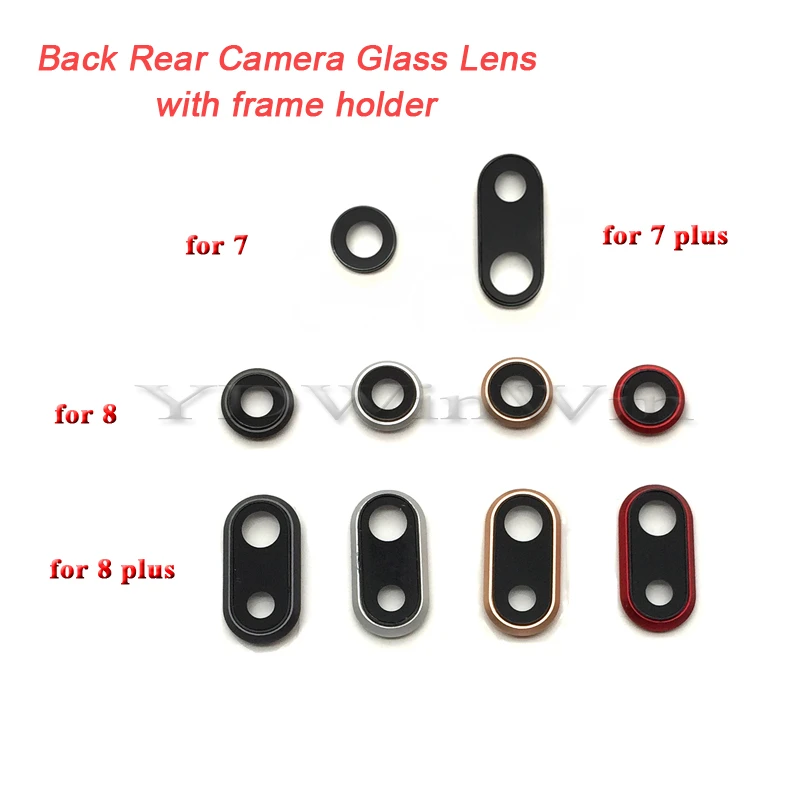 2 pcs Back Rear Camera Glass Lens Ring Cover For iPhone 7 7plus 8 Plus with frame holder Replacement Parts smartphone camera lens