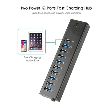 

10 Port usb data hub External USB HUB With Power Adapter For PC MAC Computer