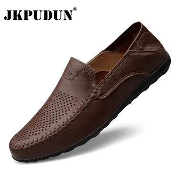 Genuine Leather Men Casual Shoes Luxury Brand 2019 Mens Loafers Moccasins Breathable Slip on Black Innrech Market.com