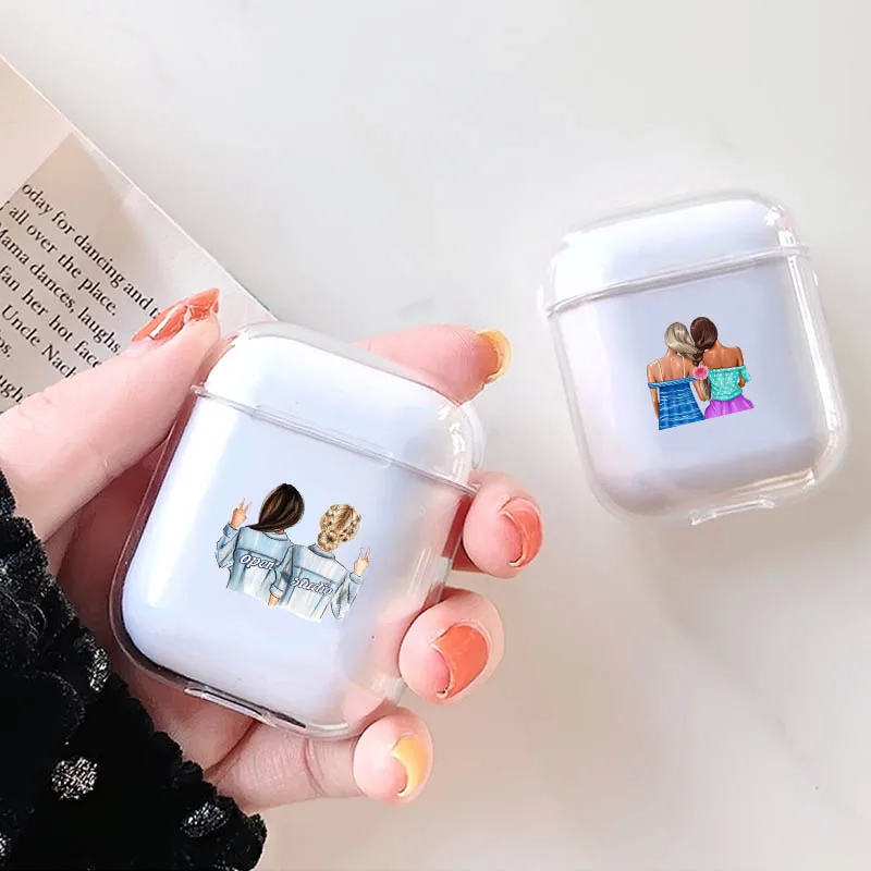 

LAUGH LIFE Transparent Hard Luxury Earphone Case For Airpods Cases Best Friends Sisters Clear For Apple Airpods Case Cover