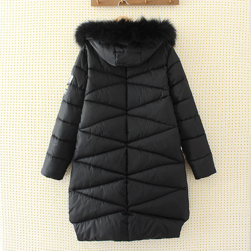 Women Winter Long Padded Jacket Plus Size 4XL Loose Hooded Parka Fur Collar Zipper Thick Warm Winter Coats Women 2018 AS025 (4)