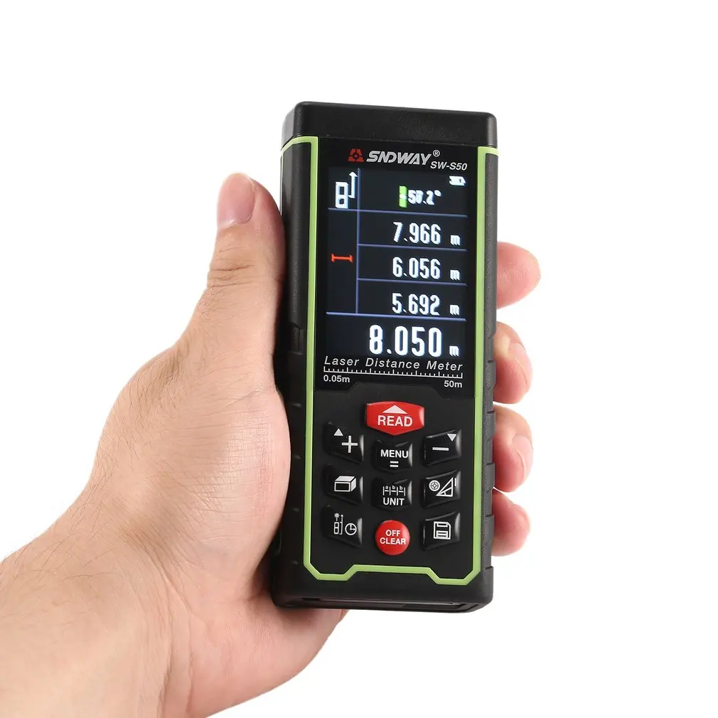 

SNDWAY laser distance meter 50M 70M 100M 120M 150M Range Finder Trena Laser Tape Measure Distance build measure device test tool