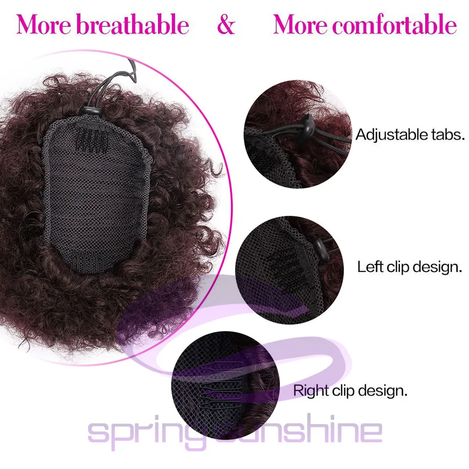 Spring sunshine Soft Ponytail High Puff Afro Hair Bun Synthetic Short Afro Kinky Curly Drawstring Clip in on Chignon