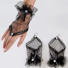 Новое поступление пикантные черные сапоги свадебные Прихватки для мангала короткие fingerl Тюль Кружево аппликация наручные Длина женские свадебные подарки партии Интимные аксессуары