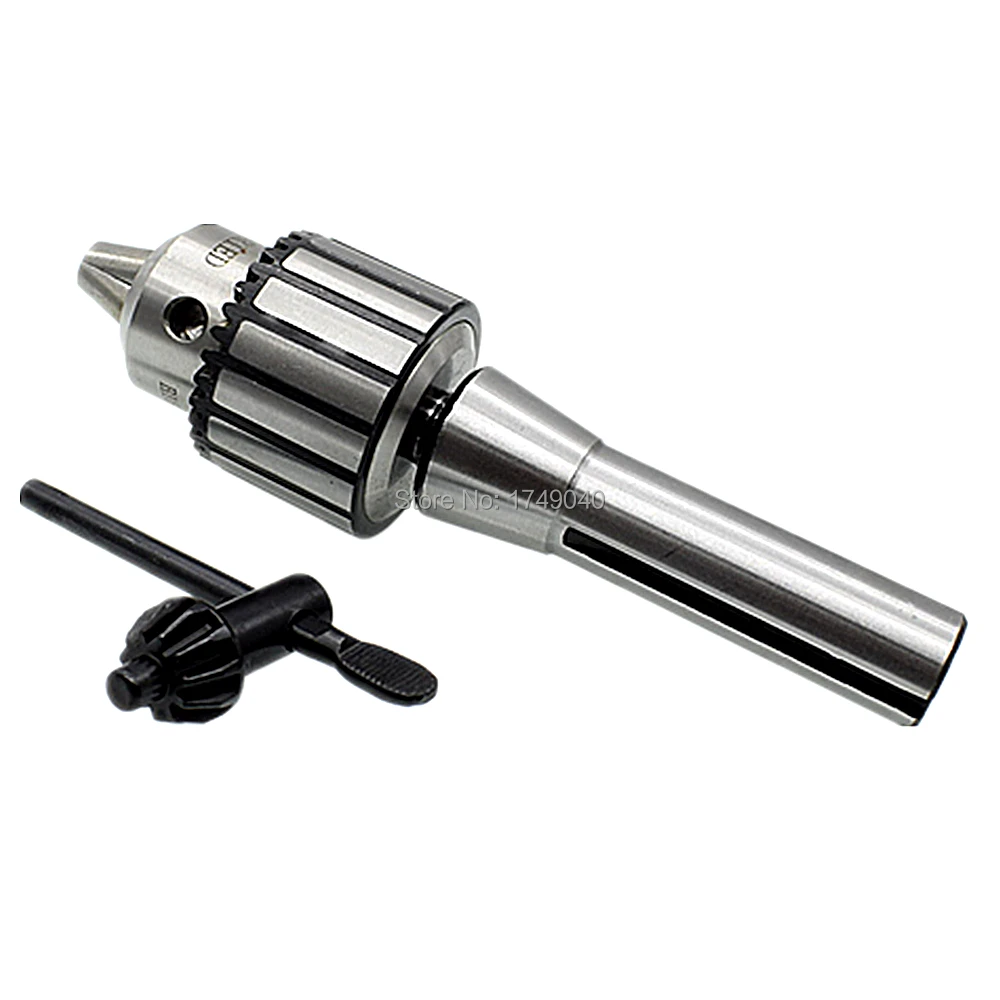 1mm 13mm B16 Heavy Duty Drill Chuck Tail Thread 7/16" With Chuck Key and R8 Arbor Shank For CNC