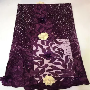 

2019 New Design African Lace Fabric High Quality 3d Lace French Tulle Lace With Beaded Bridal Wedding In Nigerian For 5yards