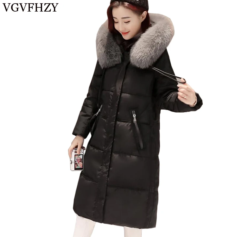 new 2018 High Quality Womens White Duck Down Jacket Black Hooded Winter Coat Female Long Parkas Slim Woman Down Coats LY708