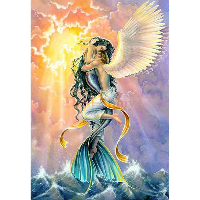 

5D DIY Full Diamond Painting Mermaid angel love View diamond Embroidery Cross Stitch Mosaic home Decor Needlework Christmas gift