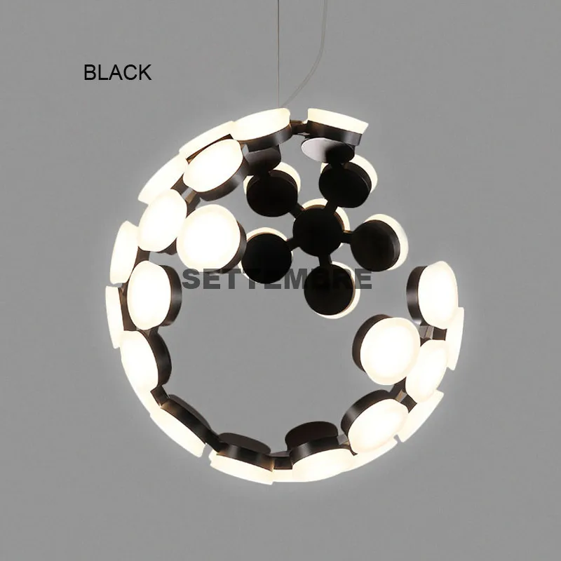 

Modern LED Chandelier Bedroom Dining Room White Black LED Pendant Fixture Light Moon Eclipse