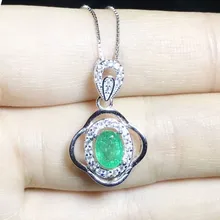 Изумруд кулон натуральный настоящий изумруд серебро 925 пробы 5*7 мм 0.85ct драгоценный камень# SB18072006