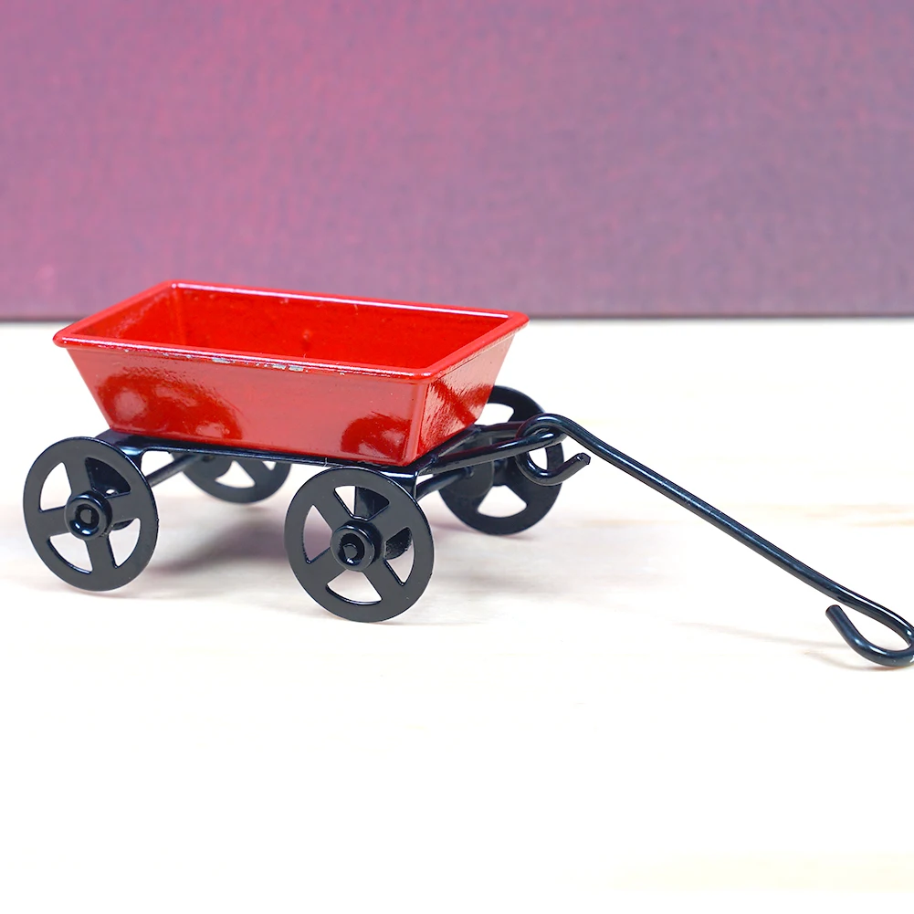 Dongzhur красный кованый железный вагон тянет тележку кукольный домик миниатюры 1:12 аксессуары Кукольный дом мебель для спальни сцена украшения