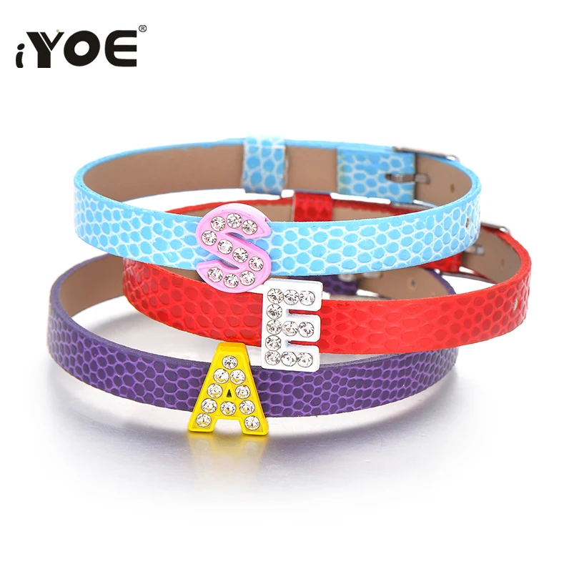 

IYOE DIY Random Color 26 Letters Bracelets For Women Kids Adjustable Initials Children Bracelet Bangle Friendship Birthday Gifts