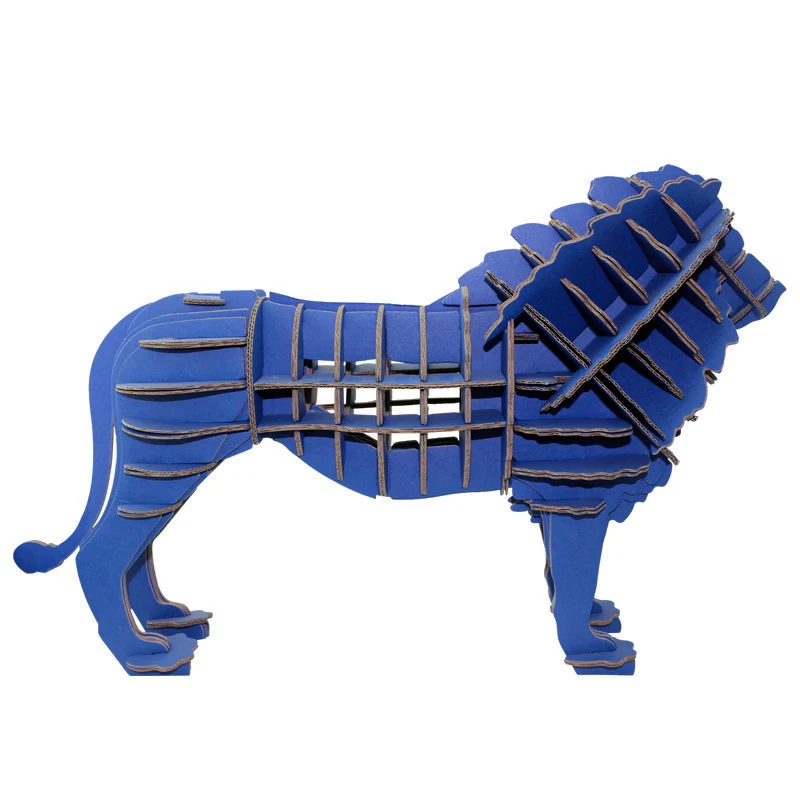 

Lion Fun 3D Puzzle DIY Corrugated Paper Model Kits Toy Children Educational Boy Splicing Hobby Building Cool