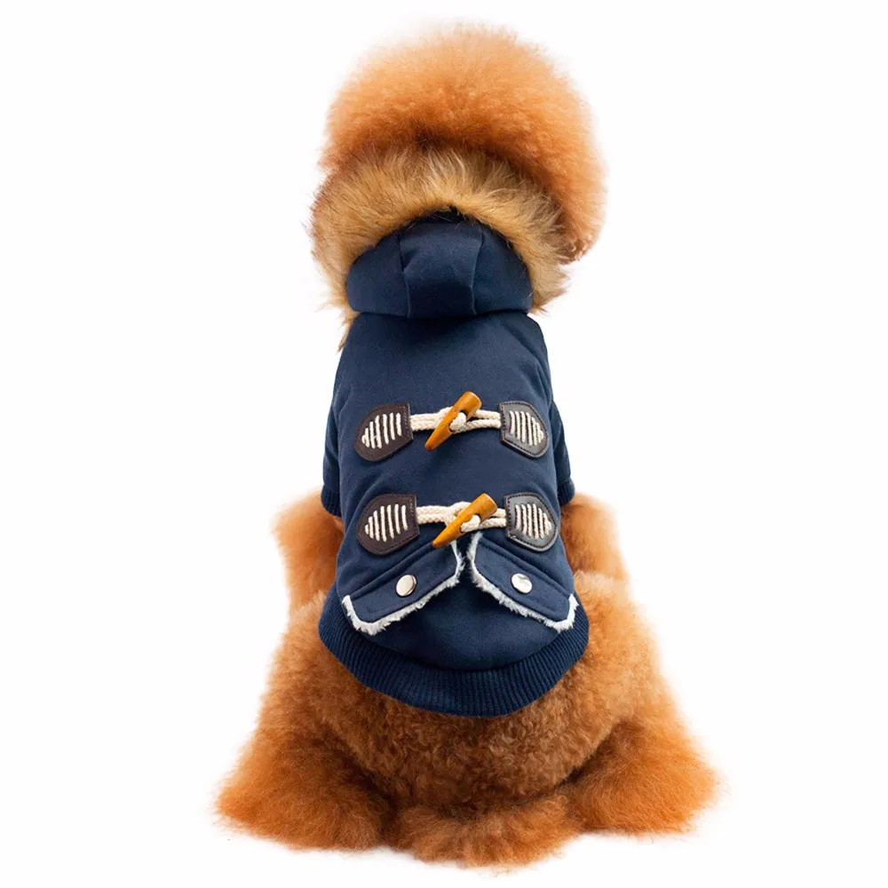 Pet Dog Cat Fur collar Ox horn Button Warm With Thick Coat Sweater Clothes Hood ropa de perro | Дом и сад