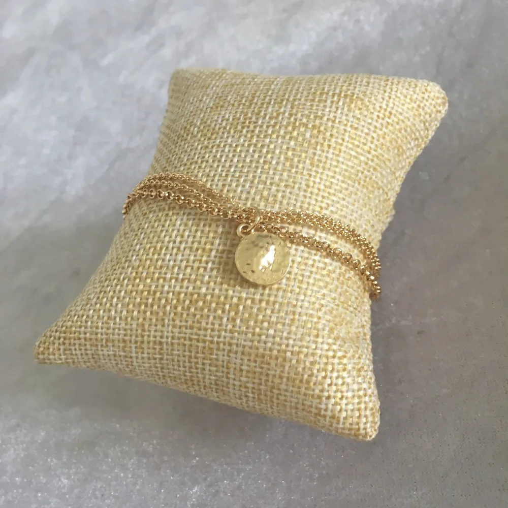 

CASUAL GOLD COLOR HAMMERED ROUND DISC CHARM CHAIN BRACELET FOR WOMAN GIRL