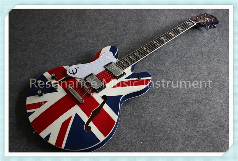 

Hot Sale China OEM Left Handed Suneye ES Electric Guitar Flag Finish Maple Jazz Guitar Body Free Shipping