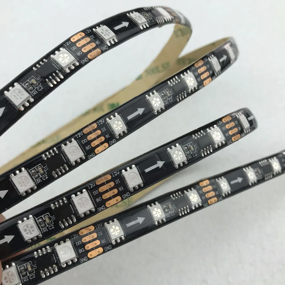 

5m/reel WS2818 60LEDs/m(20 pixels/m) DC12V RGB full color led pixel strip;black pcb;waterproof in silicon coating;IP65