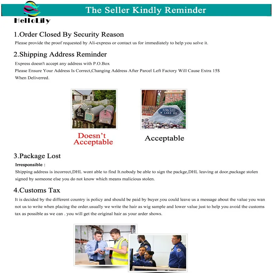 THE SELLER KINDLY REMINDER