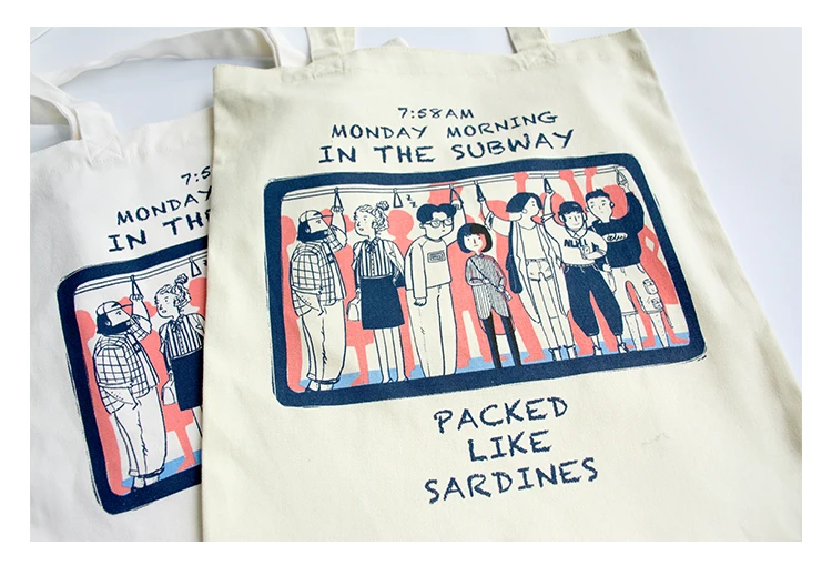 Letter Cartoon Printing Shoulder Recycle Bags Japanese Canvas Joker Casual Handbag Girl Student Portable Foldable Shopping Bag07