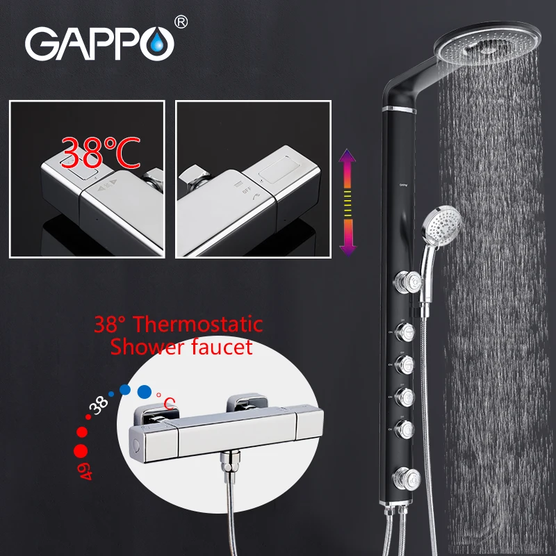 

GAPPO Shower Faucets thermostatic shower thermostatic faucet black Shower Faucet ABS Panel bathroom mixer