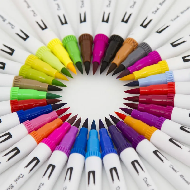 Маркеры на водной основе для рисования акварелью 100 цветов|brush marker pens|drawing penmanga