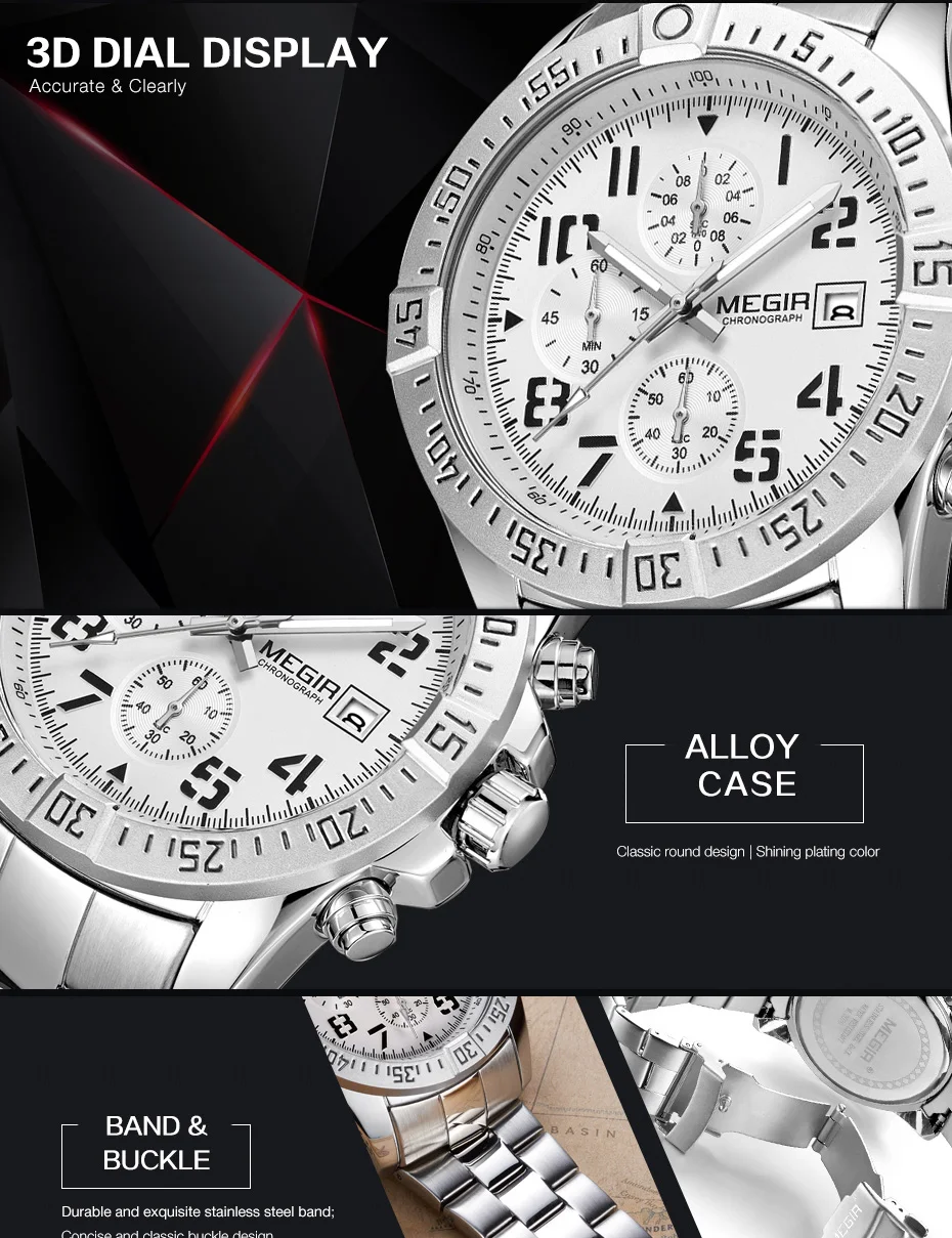 MEGIR Топ люксовый бренд мужские наручные часы мужские s часы-хронометр мужские кварцевые часы военные спортивные часы из нержавеющей стали