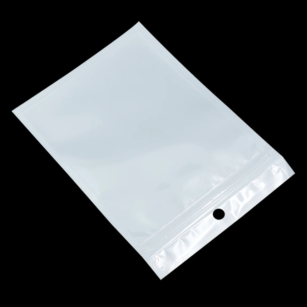 

11cm*16cm White / Clear Reclosable Valve Zipper Plastic Retail Packaging Bag Ziplock Zip Lock Bag Storage Package W/ Hang Hole